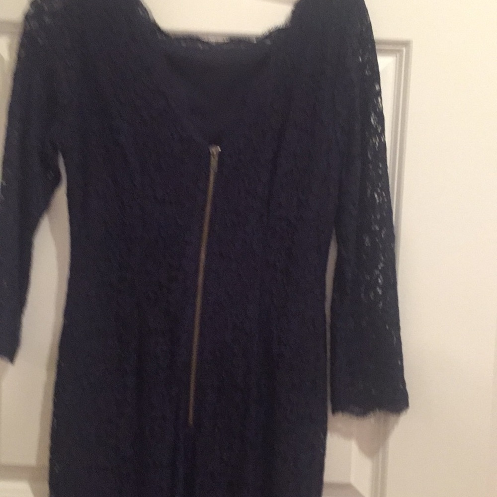 Adrianna Parella Navy Blue lace gown